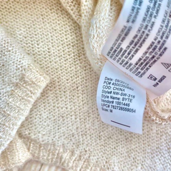 Nine West Cowl Neck Tunic Sweater | Ivory/Gold Size M - Picture 6 of 9